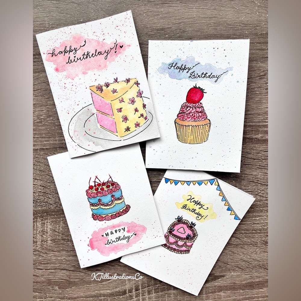 Hand painted watercolor greeting card |Original Artwork | 4.5"x6" |Birthday Card